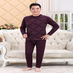 The elderly father put large code printing cotton turtleneck winter thermal underwear with thickened old male cashmere suit 5XL code for about 220 pounds Sauce red male 10 middle collar