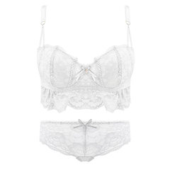 1/2 half cup lace girl underwear bra set, small chest gathered sexy thickening adjustment bra white 70A