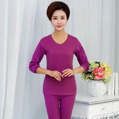 A female elderly mother grandmother cotton underwear old code cotton sweater suit long johns. 85/M (75-95) Jin A purplish red collar