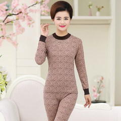 A female elderly mother grandmother cotton underwear old code cotton sweater suit long johns. 85/M (75-95) Jin Coffee leopard collar