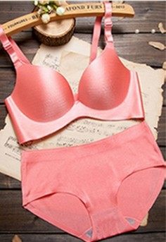 Vitoria seamless underwear lace bra gather sexy adjustment no rims bra suit pants Pink (suit) 38/85B