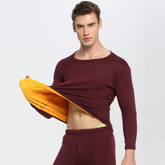 Men with cashmere thickened long johns cotton sweater lady underwear XL backing lovers'suits cotton XXXL (for 145-180 Jin) Wine red (men)
