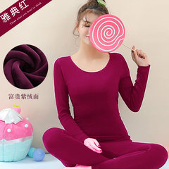 Nanjiren female underwear with velvet suit tight T-shirt girl student body warm clothing in winter F [80-135] 155-173/ high Athens Red + Riches purple cashmere [noble elegance]