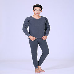 Shipping men underwear size solid thick section winter long johns and cashmere T-shirt cotton suit thickened section XL175 keeping warm Pure dark grey suit (velvet)