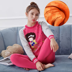 The young girl's winter cotton cashmere thermal underwear sets with high school students can wear cotton sweater 170/4XL- recommends height 168-175 Girl girl and bear rose red