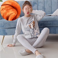 The young girl's winter cotton cashmere thermal underwear sets with high school students can wear cotton sweater 170/4XL- recommends height 168-175 Girl girl - gray hat sequins