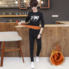 13 teenagers of 14 junior middle school students with 15 cotton thickened cashmere thermal underwear sets 16 big boy scout cotton sweater M N99 letter JIMP black