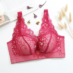 Every day special offer wireless push up bra small chest closed cup underwear adjustment Furu sexy deep V vest Claret 36C/80C