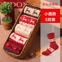 Socks wool socks for men and a thick warm winter in the Korean version of pure cotton socks socks deodorant sports stockings F Five pieces of female deer