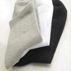 Socks 10 double bag men socks, autumn and winter pure color cotton socks, four seasons in the tube deodorant factory wholesale 1 yuan F Medium barrel tricolor mix and match