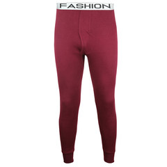 Men's cotton male single long johns warm pants thin cotton trousers and tight pants pants youth backing line M Fashion wine red