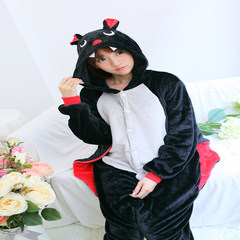 In autumn and winter, thickening flannel, cartoon animals, adult conjoined pajamas, lovers, dinosaurs, ladies and men's home clothes L [165-174CM] Bat