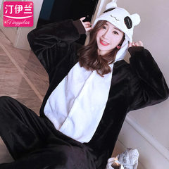 Cartoon conjoined pajamas, adult winter cute Korean animals, men and women dinosaur lovers flannel can be worn outside suit L code (169-178cm) gules