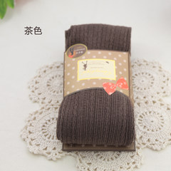 Shipping spring and thick section pure cotton knitted Tights Pantyhose Shutiao twist foot socks female warm pants F Tan