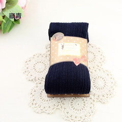 Shipping spring and thick section pure cotton knitted Tights Pantyhose Shutiao twist foot socks female warm pants F Navy