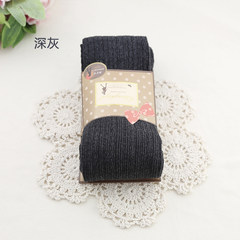 Shipping spring and thick section pure cotton knitted Tights Pantyhose Shutiao twist foot socks female warm pants F Dark grey
