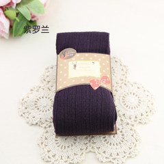 Shipping spring and thick section pure cotton knitted Tights Pantyhose Shutiao twist foot socks female warm pants F violet