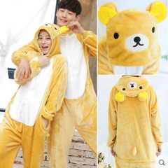 In autumn and winter, cartoon animals, pajamas, flannel lovers, lovely adult home clothes, dinosaur toilet version M (159-167CM) shoes + gloves Easy bear