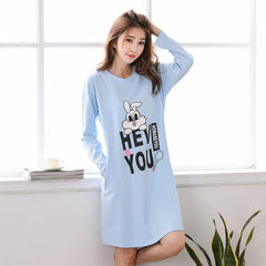 Korean female sweet autumn long sleeved cotton Nightgown Pajamas spring autumn fresh and lovely pregnant women students Home Furnishing winter clothing 2XL code Five thousand three hundred and seventeen