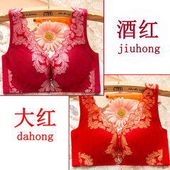 Wireless lingerie gather close Furu size thin bra adjustable small chest thickened vest type bra Bright red + Rose Red 38/85B thick paragraph