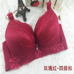 Small chest thickness adjustment type female underwear gather super thick 6cm thick 7cm thick flat chested bra bra bra Wine red (with rims) 32B