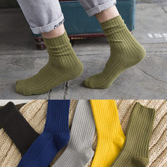 5 pairs of Japanese men stockings Harajuku folk style thick socks cotton socks socks and stockings in male tide F 5 color suit for men's line socks
