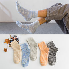 5 pairs of Japanese men stockings Harajuku folk style thick socks cotton socks socks and stockings in male tide F Bamboo man 5 color suit