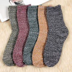 5 pairs of Japanese men stockings Harajuku folk style thick socks cotton socks socks and stockings in male tide F Fashion solid 5 Double Pack
