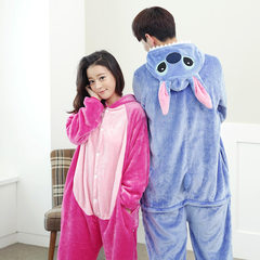 Blue stitch cartoon Siamese pajamas in autumn and winter spring spring and Korean foreign trade Pengiun blue star couple S blue
