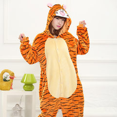 Flannel cartoon pajamas, dinosaurs, Picacho, cute animals, long sleeves, men and women, adult, winter and autumn thickening L=168-178 height] shoes Orange