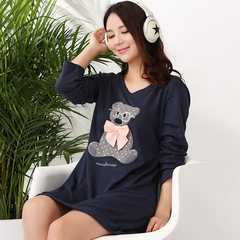 The autumn winter long sleeved cotton Nightgown female Korean loose can wear a long skirt and a style of cotton pajamas Collect treasure to the home page to get 3 coupons 7811 bear skirt