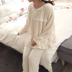 Autumn Korean small fresh and lovely thick sleeve pajamas two piece suit + leisure clothes nightgown Home Furnishing student Ms. F Pajamas suit