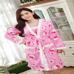 Shipping in autumn and winter LADIES FLANNEL PAJAMAS two suit dress Home Furnishing bathrobe nightdress fat XL L (95-110 Jin) Love KT