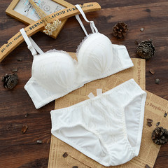 The new cotton hemp floral gather bra set sexy cute girls underwear pastoral small fresh shipping White 33 100% genuine cartons confidential delivery