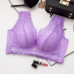 Every day special offer sexy deep V wireless small chest bra gather close Furu adjustable underwear soft lace Violet 36B/80B