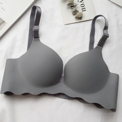 Autumn and Autumn New Korean version without rim, no trace bra sexy small chest, gather a piece of bra, thick underwear lady gray 32/70C thin cup