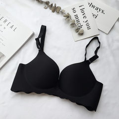 Autumn and Autumn New Korean version without rim, no trace bra sexy small chest, gather a piece of bra, thick underwear lady Classic black 32/70C thin cup