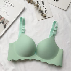 Autumn and Autumn New Korean version without rim, no trace bra sexy small chest, gather a piece of bra, thick underwear lady Mint Green 32/70C thin cup