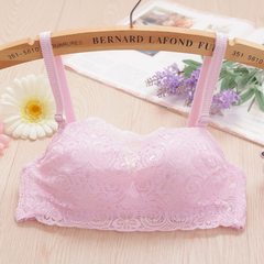 Lady stomacher type students adjust bra gather small chest anti sexy lace bra accessory collection Pink 32/70 [AB universal Cup]