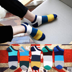 Male thin cotton socks summer color personality socks I men waist short waist socks socks bed drag 9.9 F 5 pairs of wide stripes