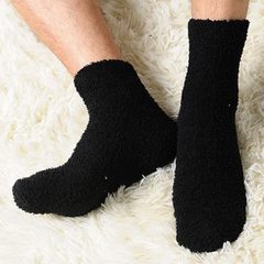 Super thick winter man warm wool socks socks socks towel socks female male pure cashmere socks with cashmere thickened tube F Men's thickening [coral velvet] black