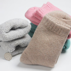 Super thick winter man warm wool socks socks socks towel socks female male pure cashmere socks with cashmere thickened tube F Ladies' [thick wool] Khaki