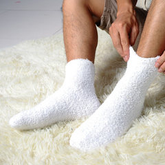 Super thick winter man warm wool socks socks socks towel socks female male pure cashmere socks with cashmere thickened tube F Men's thickening [coral velvet] white