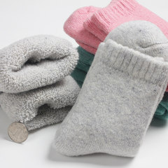 Super thick winter man warm wool socks socks socks towel socks female male pure cashmere socks with cashmere thickened tube F Female [thick] Gray Wool