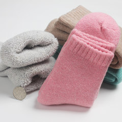 Super thick winter man warm wool socks socks socks towel socks female male pure cashmere socks with cashmere thickened tube F Girl [thick wool] Pink