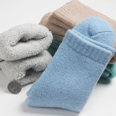 Super thick winter man warm wool socks socks socks towel socks female male pure cashmere socks with cashmere thickened tube F Blue [thick wool] blue