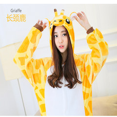 Autumn and winter coral velvet cartoon Siamese pajamas, male and female dinosaur, Xiongben animal big size pajamas lovers home wear L (168-176) no shoes Golden