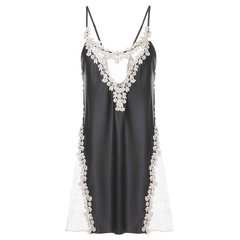 BOTHYOUNG autumn and winter spring and autumn Sexy Sheer Lace nightdress Japanese female Home Furnishing summer clothing VIP- exclusive Black [single] Nightgown