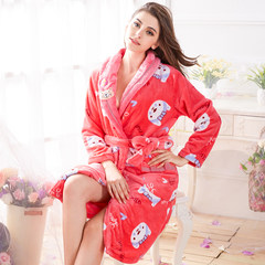Special offer every day sweet Korean female flannel Nightgown Pajamas long sleeve winter winter coral velvet skirt thickened S Six thousand four hundred and ten