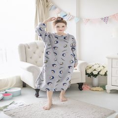 Winter winter Coral Fleece Pajamas female thickened Nightgown pregnant women can wear cute Korean winter flannel suit Home Furnishing 160 (M) My hair grey